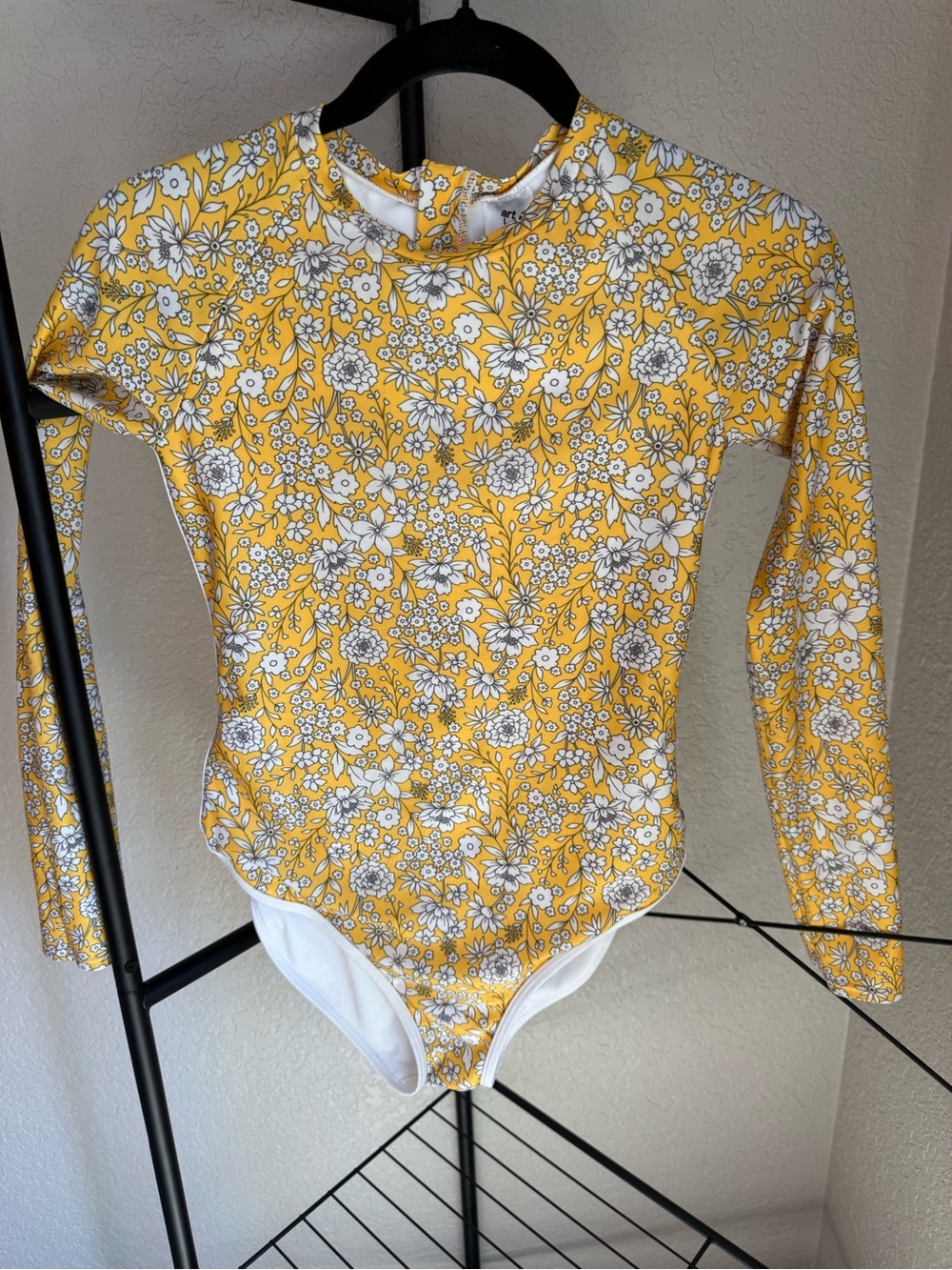 art class Yellow and White Floral Long-Sleeve One-Piece